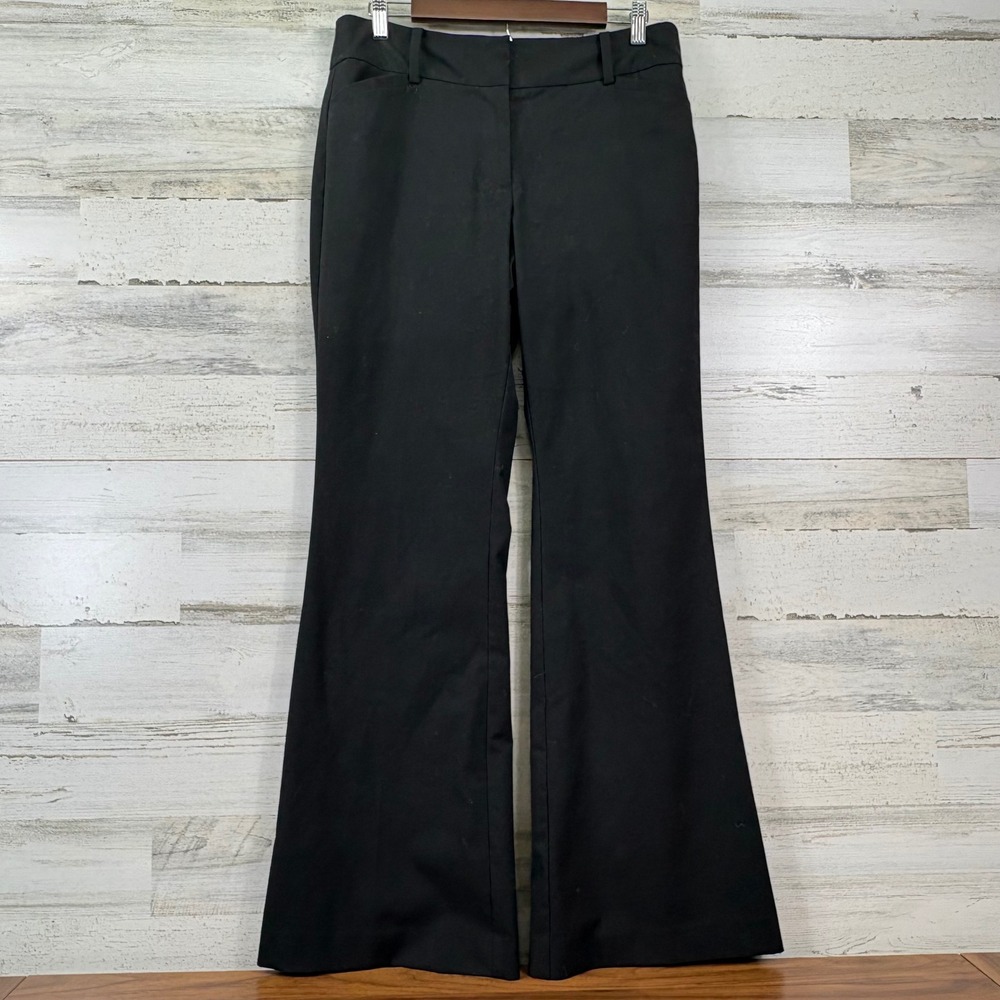 Ann Taylor Trousers Womens 6 Black Flare Leg Mid Rise Signature Corpcore Capsule